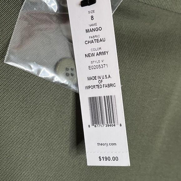 Theory Wool Pencil Skirt Army Green Womens 8 Career Quiet Luxury Work Office - Picture 6 of 8